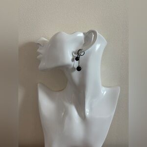 Black Rhinestone Faux PearlDrop Earrings